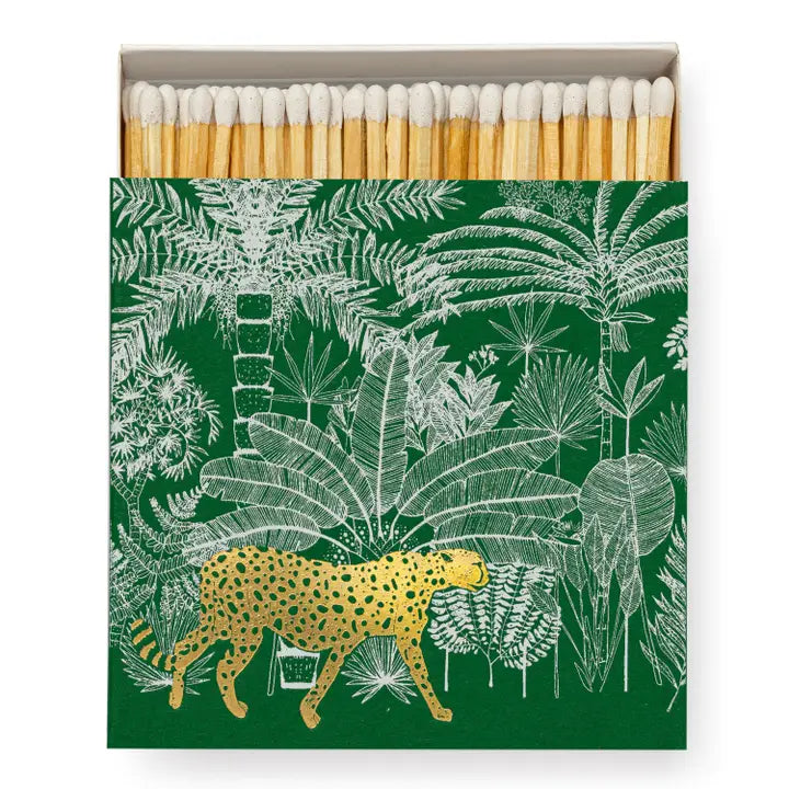 Green Cheetah in Jungle | Square - Safety Matches